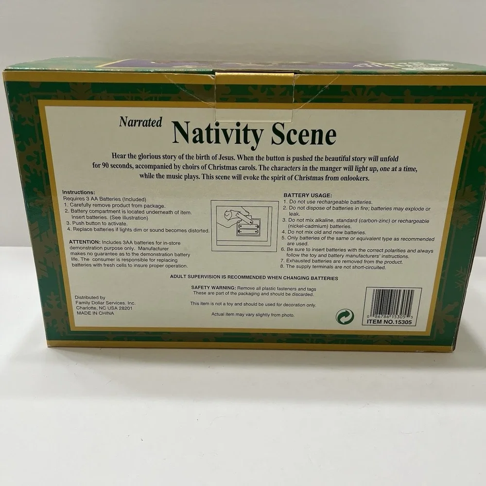 Vintage GEMMY Nativity Scene Light Up Musically Narrated Birth Jesus Christmas